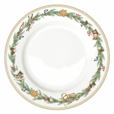 Karácsonyi porcelán lapostányér White Forest