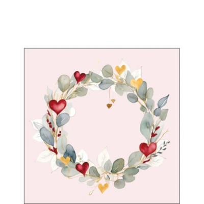 Eucalyptus wreath pink papírszalvéta 25x25cm, 20db-os