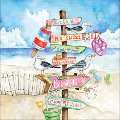 Seaside signs papírszalvéta 33x33cm, 20db-os