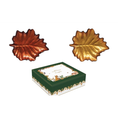 Juharfalevél minta üvegtányér szett Forest Dream