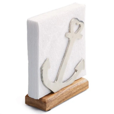 Fém szalvétatartó fa aljjal,álló, Anchor