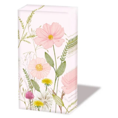 Pastel flowers pink papírzsebkendő 10db-os
