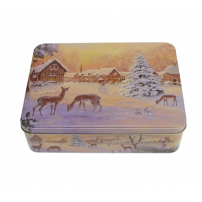 Karácsonyi fémdoboz dombornyomott - Winter Nostalgia