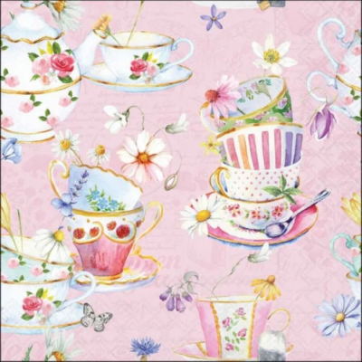 Tea cups pink papírszalvéta 33x33cm, 20db-os