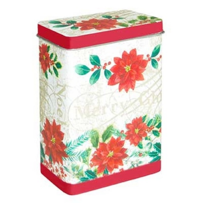 Karácsonyi fémdoboz - 82x52x119mm - Poinsettie