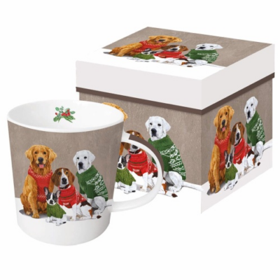 Karácsonyi porcelán bögre - 350ml - Sweater Dogs