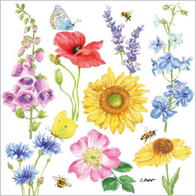 Flowers & Bees papírszalvéta 33x33cm, 20db-os