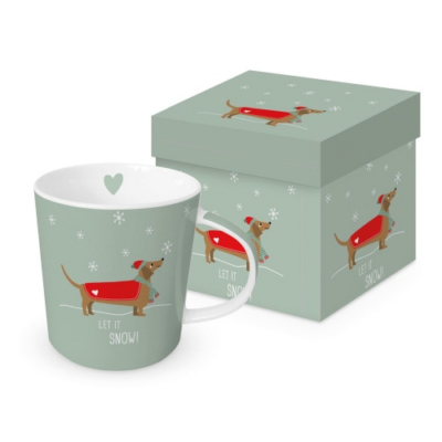 Karácsonyi mintás porcelán bögre 400ml dobozban, Winter Story