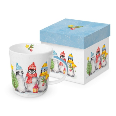 Karácsonyi mintás porcelán bögre 400ml Sacred Penguins