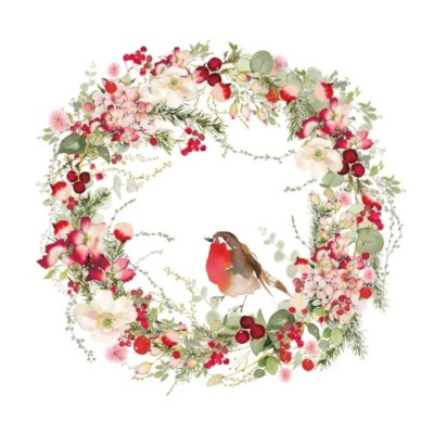 Karácsonyi mintás papírszalvéta 33x33cm, 20db-os Beautiful Christmas Wreath