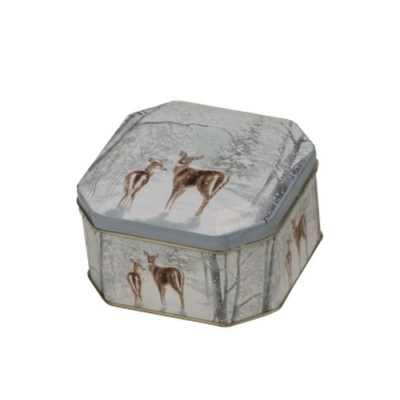 Karácsonyi fémdoboz - 103x103x55mm - Bambi