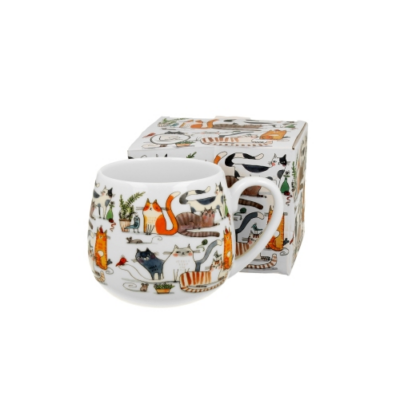 Porcelán bögre - 430ml - Leniwe Koty