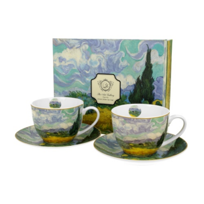 Porcelán csésze szett - 280ml - Van Gogh: Búzaföld Ciprusokkal