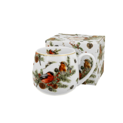Porcelán bögre 430ml, dobozban, Christmas Birds