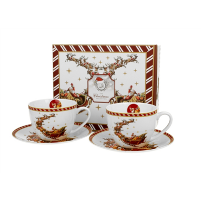 Porcelán csésze szett 250ml Santa on Sleigh