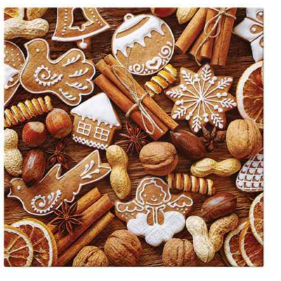 Rusztikus Mézeskalács papírszalvéta 33x33cm, 20db-os