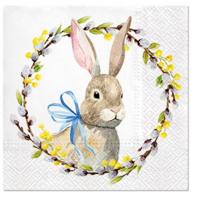 Papírszalvéta 33x33cm, 20db-os - Rabbit with Catkins