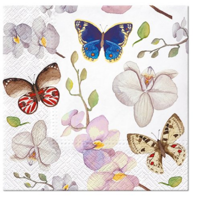 Papírszalvéta 33x33cm, 20db-os - Orchidea Butterfly