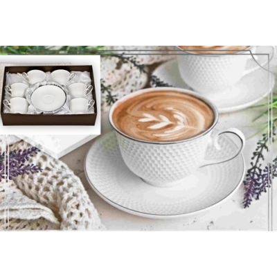 V.B.13057 Omena porcelán csésze+alj, 250ml, 6 személyes, dobozban
