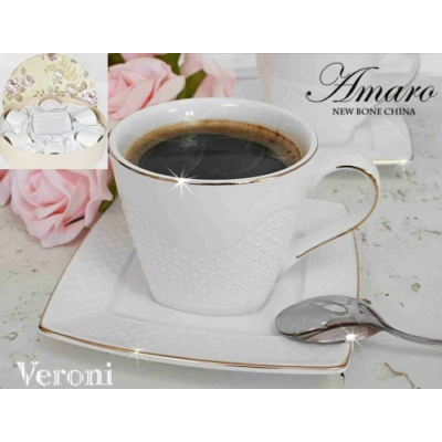 V.B.14832 Amaro porcelán csésze+alj 220ml, 6 személyes, dobozban