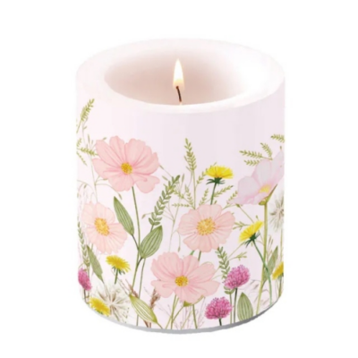 Pastel flowers pink átvilágítós gyertya 10x10cm