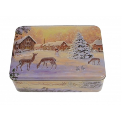 Karácsonyi fémdoboz dombornyomott - Winter Nostalgia