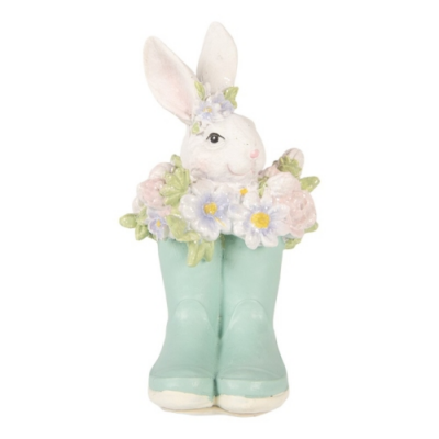 Virágos csizmában ülő nyuszi