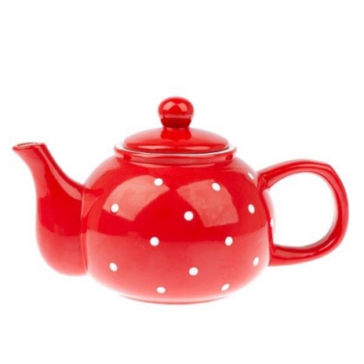 D.KK191016 Kerámia teáskanna pöttyös, 1000ml, piros