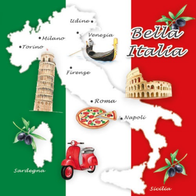 Bella Italia papírszalvéta 33x33cm, 20db-os