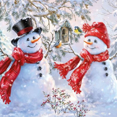 Snowmen And Birds Papírszalvéta 33x33 cm, 20 db-os