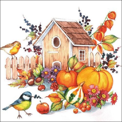 Autumn Birdhouse papírszalvéta 33x33cm, 20db-os