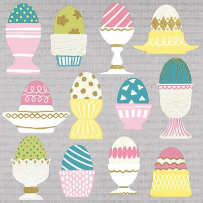 Húsvéti mintás papírszalvéta 33x33cm, 20db-os - Eggs in Cups stone