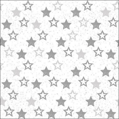 Stars All Over Silver papírszalvéta 33x33 cm, 20 db-os