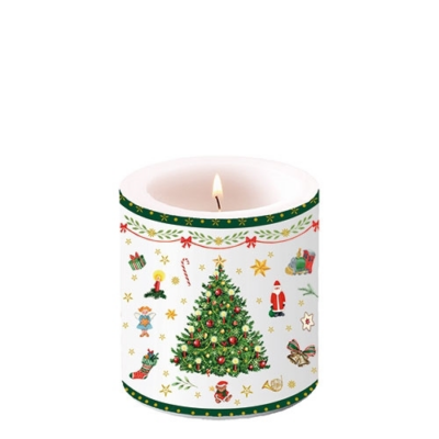 Karácsonyi Átvilágítós Gyertya - Christmas Evergreen white - 8x7,5 cm