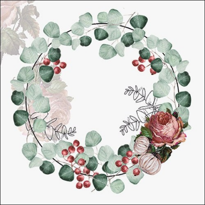 Wreath of Eucalyptus grey papírszalvéta 33x33 cm, 20 db-os