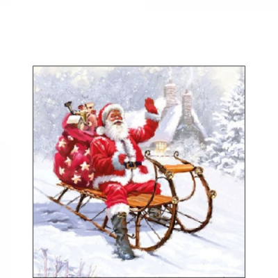 Santa On Sledge papírszalvéta 25x25cm,  20 db-os