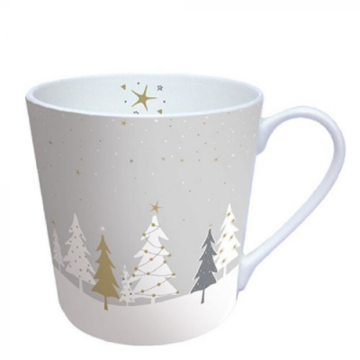 Karácsonyi mintás porcelán bögre - Midnight Trees