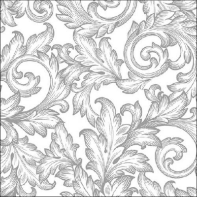 Baroque Silver/White papírszalvéta 33x33cm, 20db-os
