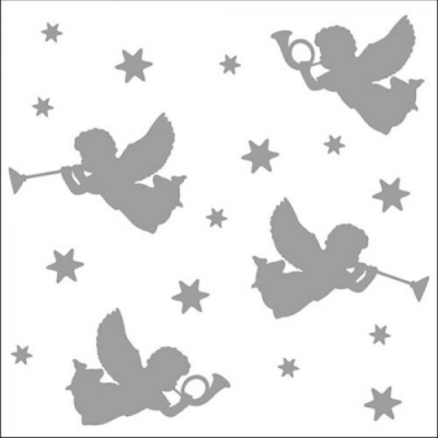 Trumpet Angels silver papírszalvéta 33x33cm,  20 db-os