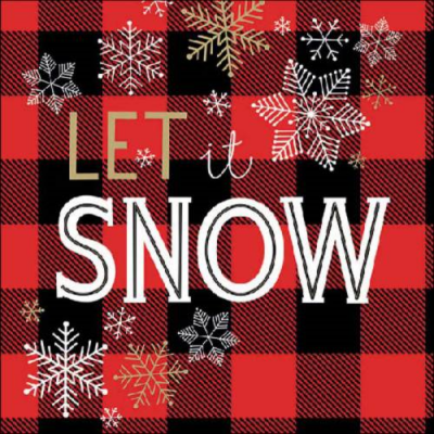 Let It Snow Red papírszalvéta 33x33cm, 20db-os