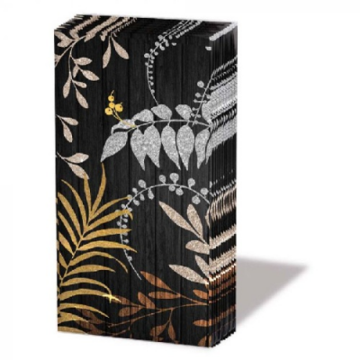 Luxury Leaves Black papírzsebkendő 10db-os
