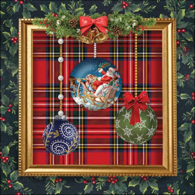 Baubles in frame papírszalvéta 33x33cm, 20db-os