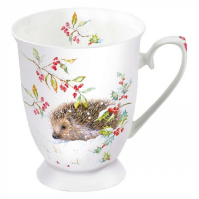 Karácsonyi porcelán bögre - 250ml - Hedgehog In Winter