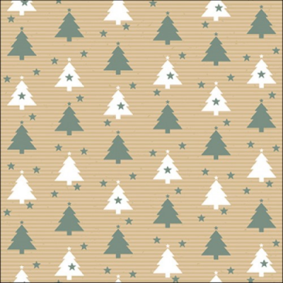 Trees and stars sage papírszalvéta 33x33cm, 20db-os