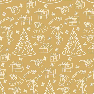 Outlined ornaments gold papírszalvéta 33x33cm, 20db-os
