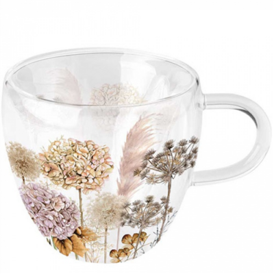 Dried flowers duplafalú borosilicate üvegcsésze