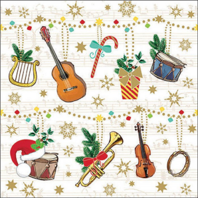 Christmas instruments papírszalvéta 33x33cm, 20db-os