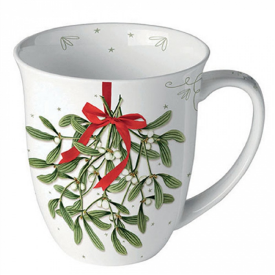 Porcelán bögre - 400ml - Mistletoe with bow