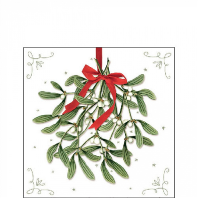 Mistletoe with bow white papírszalvéta 25x25cm, 20db-os