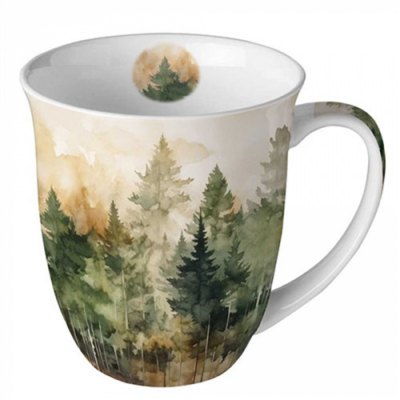 Porcelán bögre - 400ml - Evergreen trees